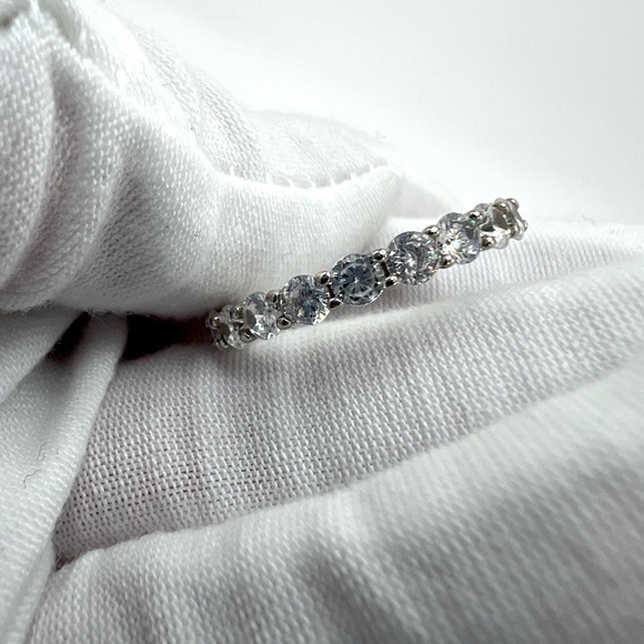 Sterling Round Cubic Zirconia Eternity Ring - Picture 10 of 16